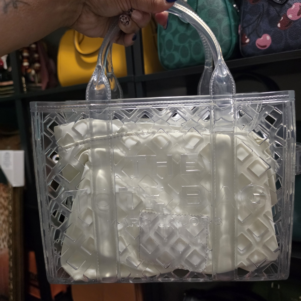 Clear Tote Bag with White Inner Pouch